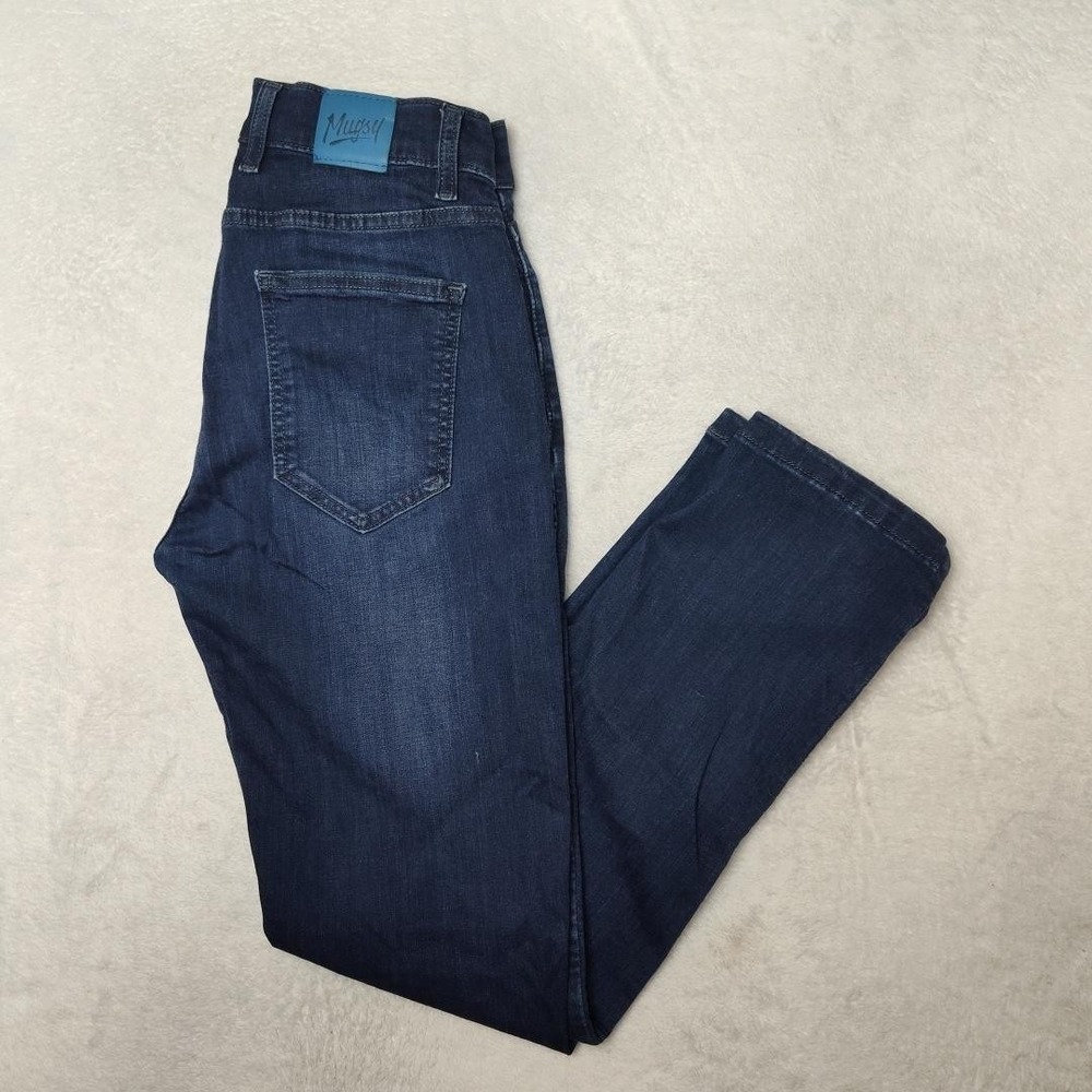 Mugsy Jeans Mens 31x30 Blue Fultons Slim Straight Stretch Medium Wash Work Denim